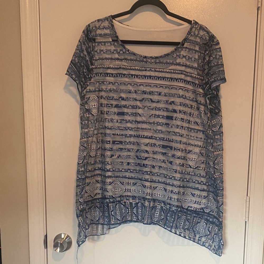 Elegant Blue Striped Women's Tunic